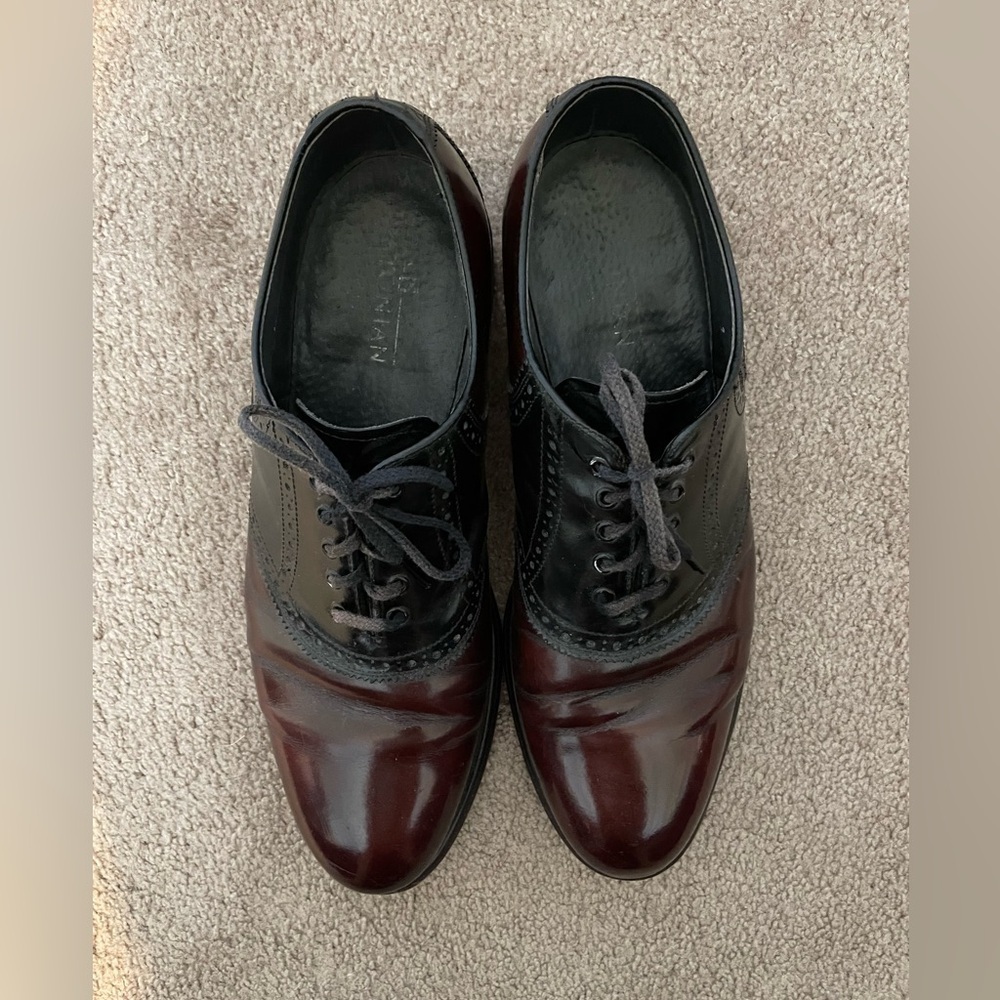 Bostonian VTG mid century men saddle oxfords shoes burgundy & black leather - Picture 6 of 10